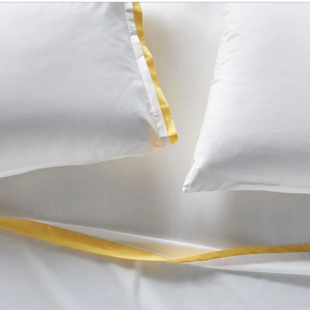 Duvet + pillow covers Tipped contrast percale duvet cover‎ Yellow & White